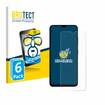 Vorderseite einer Produktverpackung mit dem Markenlogo BROTECT. Daneben ist das Gerät ZTE Blade A35e mit dem zugehörigen Displ