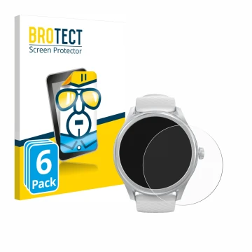 Vorderseite einer Produktverpackung mit dem Markenlogo BROTECT. Daneben ist das Gerät Hama Smartwatch 5010 mit dem zugehörigen
