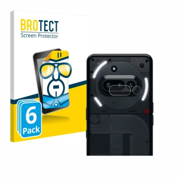 Vorderseite einer Produktverpackung mit dem Markenlogo BROTECT. Daneben ist das Gerät Nothing Phone (3a) (NUR Kameraschutz) mi
