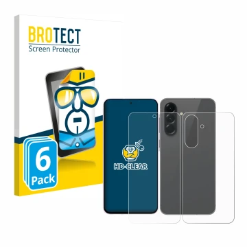 Vorderseite einer Produktverpackung mit dem Markenlogo BROTECT. Daneben ist das Gerät Samsung Galaxy A56 5G (Display+Rückseite