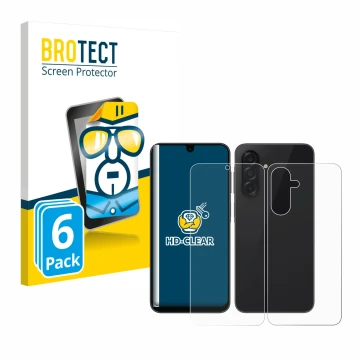 Vorderseite einer Produktverpackung mit dem Markenlogo BROTECT. Daneben ist das Gerät Samsung Galaxy A26 5G (Display+Rückseite