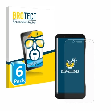 Vorderseite einer Produktverpackung mit dem Markenlogo BROTECT. Daneben ist das Gerät Datalogic Memor 12 mit dem zugehörigen D