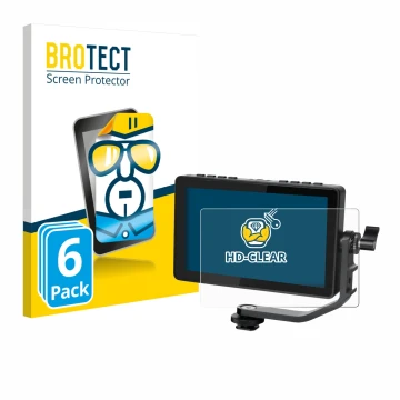Vorderseite einer Produktverpackung mit dem Markenlogo BROTECT. Daneben ist das Gerät Feelworld F5 PROX 5,5
