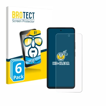 Vorderseite einer Produktverpackung mit dem Markenlogo BROTECT. Daneben ist das Gerät realme 14 mit dem zugehörigen Displaysch