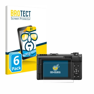 Vorderseite einer Produktverpackung mit dem Markenlogo BROTECT. Daneben ist das Gerät Canon PowerShot V1 mit dem zugehörigen D