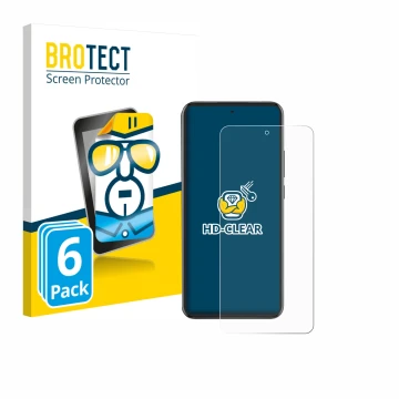 Vorderseite einer Produktverpackung mit dem Markenlogo BROTECT. Daneben ist das Gerät Oppo Reno 13 Pro mit dem zugehörigen Dis