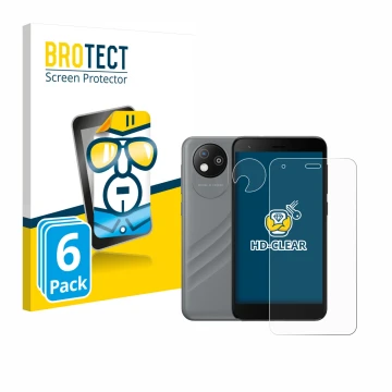 Vorderseite einer Produktverpackung mit dem Markenlogo BROTECT. Daneben ist das Gerät ZTE Blade A35 lite (Display+Kamera) mit 