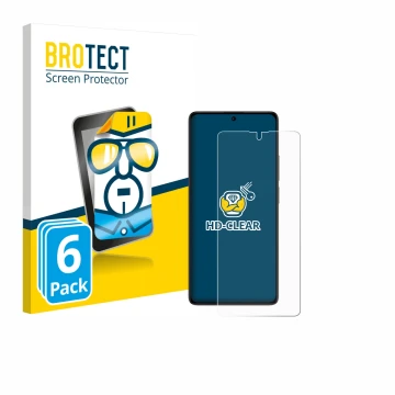 Vorderseite einer Produktverpackung mit dem Markenlogo BROTECT. Daneben ist das Gerät Xiaomi Poco M6 Pro 4G mit dem zugehörige