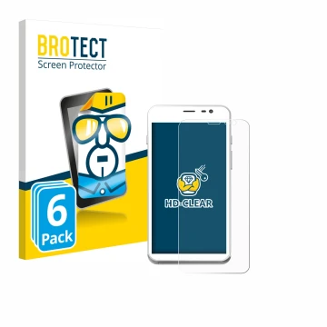 Vorderseite einer Produktverpackung mit dem Markenlogo BROTECT. Daneben ist das Gerät Pax CCV Fly A77 mit dem zugehörigen Disp