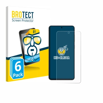 Vorderseite einer Produktverpackung mit dem Markenlogo BROTECT. Daneben ist das Gerät Samsung Galaxy S25 Edge mit dem zugehöri