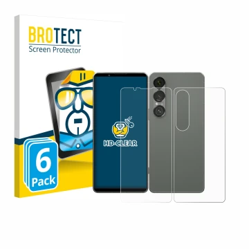 Vorderseite einer Produktverpackung mit dem Markenlogo BROTECT. Daneben ist das Gerät Sony Xperia 1 VII (Display+Rückseite) mi