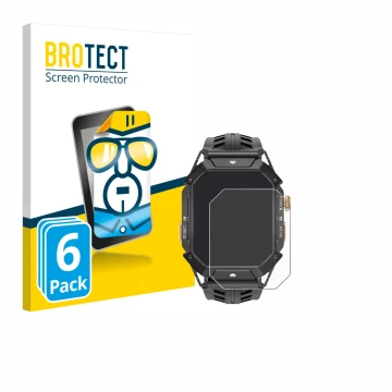 Vorderseite einer Produktverpackung mit dem Markenlogo BROTECT. Daneben ist das Gerät Oukitel BT80 mit dem zugehörigen Display