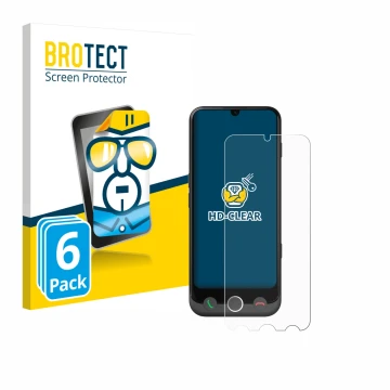 Vorderseite einer Produktverpackung mit dem Markenlogo BROTECT. Daneben ist das Gerät Doro Aurora A30 mit dem zugehörigen Disp