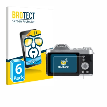 Vorderseite einer Produktverpackung mit dem Markenlogo BROTECT. Daneben ist das Gerät Rollei Powerflex 10x Retro mit dem zugeh
