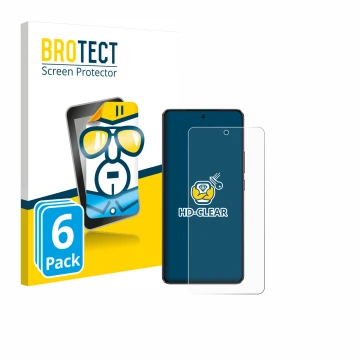 Vorderseite einer Produktverpackung mit dem Markenlogo BROTECT. Daneben ist das Gerät realme GT 7 mit dem zugehörigen Displays