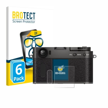 Vorderseite einer Produktverpackung mit dem Markenlogo BROTECT. Daneben ist das Gerät Fujifilm X Half X-HF1 mit dem zugehörige