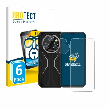 Vorderseite einer Produktverpackung mit dem Markenlogo BROTECT. Daneben ist das Gerät Oukitel WP55 Pro (Display+Kamera) mit de