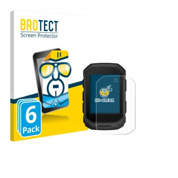 Vorderseite einer Produktverpackung mit dem Markenlogo BROTECT. Daneben ist das Gerät Garmin Edge MTB mit dem zugehörigen Disp