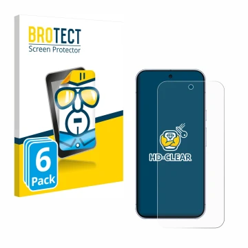 Vorderseite einer Produktverpackung mit dem Markenlogo BROTECT. Daneben ist das Gerät Google Pixel 10 Pro XL mit dem zugehörig