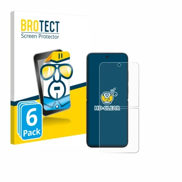 Vorderseite einer Produktverpackung mit dem Markenlogo BROTECT. Daneben ist das Gerät Xiaomi MIX Flip mit dem zugehörigen Disp