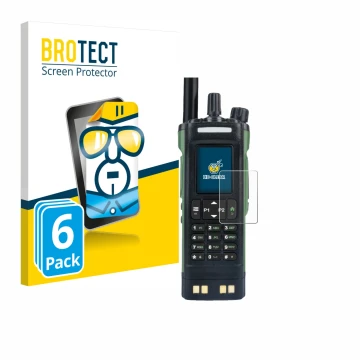 Vorderseite einer Produktverpackung mit dem Markenlogo BROTECT. Daneben ist das Gerät Baofeng DM-32 mit dem zugehörigen Displa