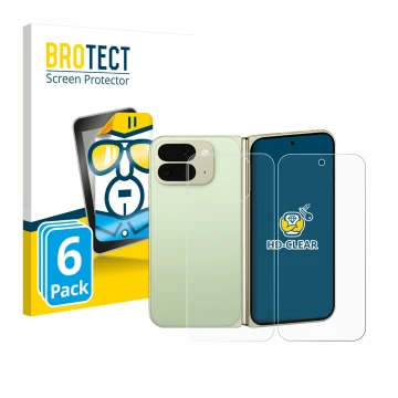 Vorderseite einer Produktverpackung mit dem Markenlogo BROTECT. Daneben ist das Gerät Google Pixel 10 Pro Fold (Display+Rückse