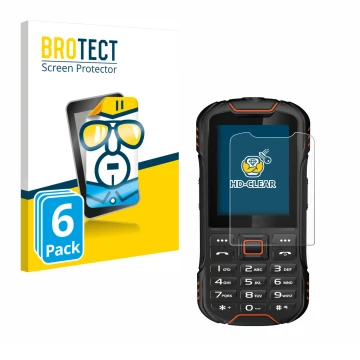 Vorderseite einer Produktverpackung mit dem Markenlogo BROTECT. Daneben ist das Gerät Gigaset GLX8 mit dem zugehörigen Display