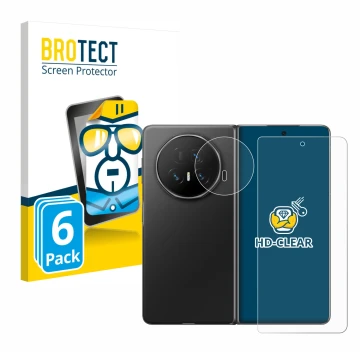 Vorderseite einer Produktverpackung mit dem Markenlogo BROTECT. Daneben ist das Gerät Honor Magic V5 (Display+Kamera) mit dem 