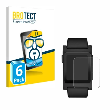 Vorderseite einer Produktverpackung mit dem Markenlogo BROTECT. Daneben ist das Gerät Pebble 2 Duo 2025 mit dem zugehörigen Di
