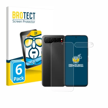 Vorderseite einer Produktverpackung mit dem Markenlogo BROTECT. Daneben ist das Gerät Nubia Air (Display+Kamera) mit dem zugeh