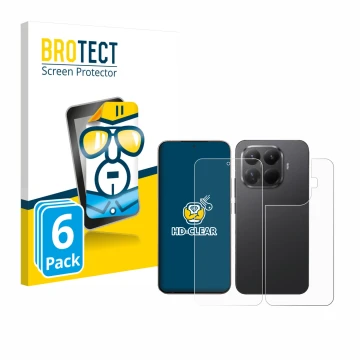 Vorderseite einer Produktverpackung mit dem Markenlogo BROTECT. Daneben ist das Gerät Xiaomi 15T Pro (Display+Rückseite) mit d