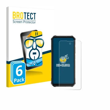 Vorderseite einer Produktverpackung mit dem Markenlogo BROTECT. Daneben ist das Gerät Ulefone Armor X16 Pro mit dem zugehörige