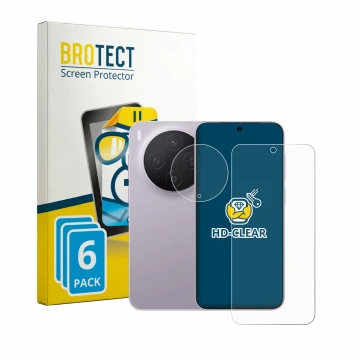 Vorderseite einer Produktverpackung mit dem Markenlogo BROTECT. Daneben ist das Gerät Vivo X300 (Display+Kamera) mit dem zugeh