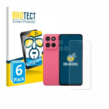 Vorderseite einer Produktverpackung mit dem Markenlogo BROTECT. Daneben ist das Gerät Motorola Moto G57 Power (Display+Kamera)