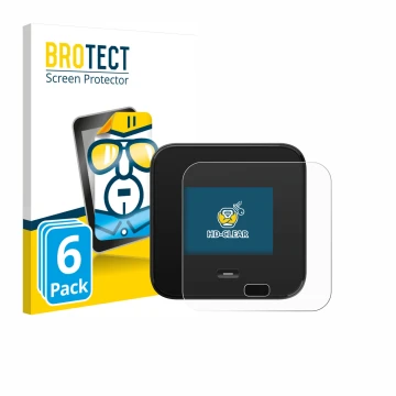 Vorderseite einer Produktverpackung mit dem Markenlogo BROTECT. Daneben ist das Gerät Netgear Nighthawk M7 Pro mit dem zugehör