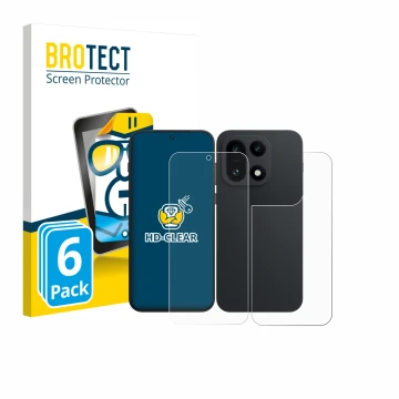 Vorderseite einer Produktverpackung mit dem Markenlogo BROTECT. Daneben ist das Gerät OnePlus 15 (Display+Rückseite) mit dem z