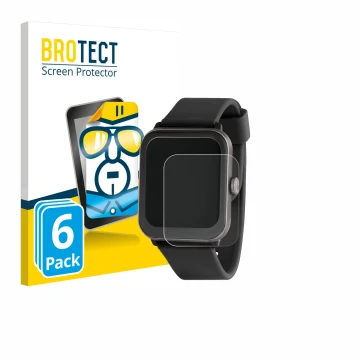 Vorderseite einer Produktverpackung mit dem Markenlogo BROTECT. Daneben ist das Gerät Sector Smartwatch S-08 mit dem zugehörig