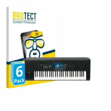 Vorderseite einer Produktverpackung mit dem Markenlogo BROTECT. Daneben ist das Gerät KORG Nautilus 61 mit dem zugehörigen Dis