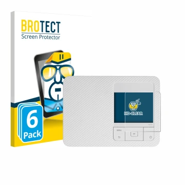 Vorderseite einer Produktverpackung mit dem Markenlogo BROTECT. Daneben ist das Gerät Canon Selphy CP1500 Mini mit dem zugehör