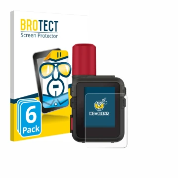 Vorderseite einer Produktverpackung mit dem Markenlogo BROTECT. Daneben ist das Gerät Garmin inReach Mini 3 Plus mit dem zugeh