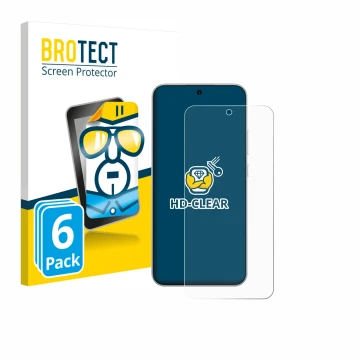 Vorderseite einer Produktverpackung mit dem Markenlogo BROTECT. Daneben ist das Gerät Oppo A6 Pro 4G mit dem zugehörigen Displ