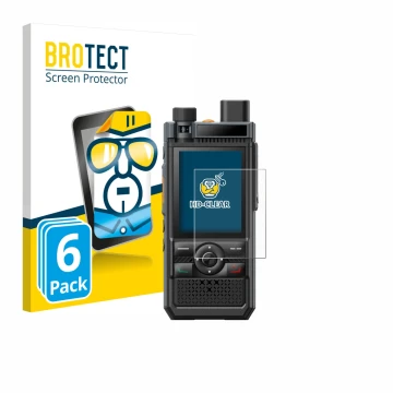 Vorderseite einer Produktverpackung mit dem Markenlogo BROTECT. Daneben ist das Gerät Hytera P50 mit dem zugehörigen Displaysc