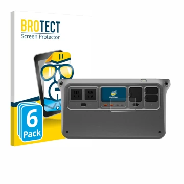 Vorderseite einer Produktverpackung mit dem Markenlogo BROTECT. Daneben ist das Gerät DJI Power 1000 V2 mit dem zugehörigen Di