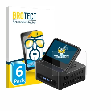 Vorderseite einer Produktverpackung mit dem Markenlogo BROTECT. Daneben ist das Gerät AOOSTAR ‎G-FLIP H255 mit dem zugehörigen