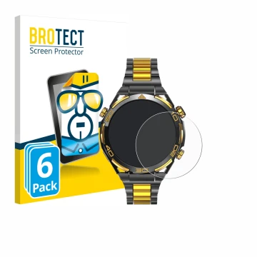 Vorderseite einer Produktverpackung mit dem Markenlogo BROTECT. Daneben ist das Gerät Blackview W90 Pro mit dem zugehörigen Di