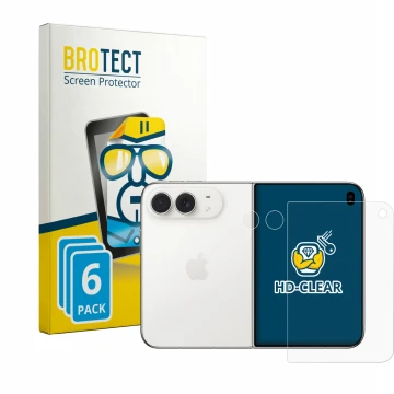 Vorderseite einer Produktverpackung mit dem Markenlogo BROTECT. Daneben ist das Gerät Apple iPhone Duo (Display+Kamera) mit de