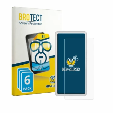 Vorderseite einer Produktverpackung mit dem Markenlogo BROTECT. Daneben ist das Gerät PocketBook Q mit dem zugehörigen Display