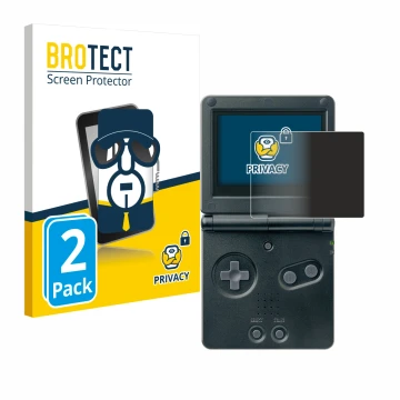 Vorderseite einer Produktverpackung mit dem Markenlogo BROTECT. Daneben ist das Gerät Nintendo Gameboy Advance GBA SP mit dem 