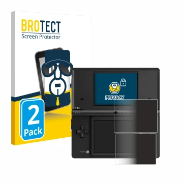 Vorderseite einer Produktverpackung mit dem Markenlogo BROTECT. Daneben ist das Gerät Nintendo DSi mit dem zugehörigen Display