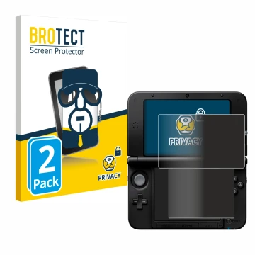Vorderseite einer Produktverpackung mit dem Markenlogo BROTECT. Daneben ist das Gerät Nintendo 3DS XL SPM7800 mit dem zugehöri